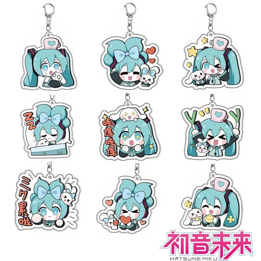 Hatsune Miku Anime Figure Acrylic Keychain Keyrings for Backpack Bags Accessories Hatsune Miku Things Kawaii Pendant Toys Gifts