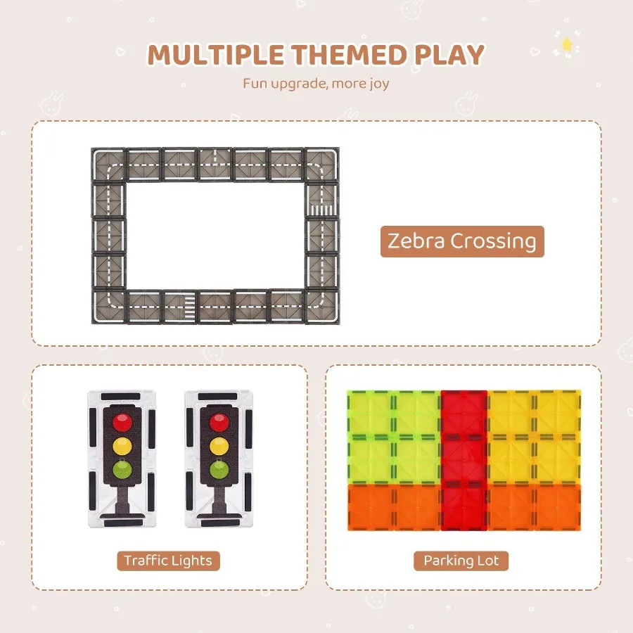 Magnetic Tiles Magnetic Building Toy 56 PCS Magnet Blocks for 3D Set