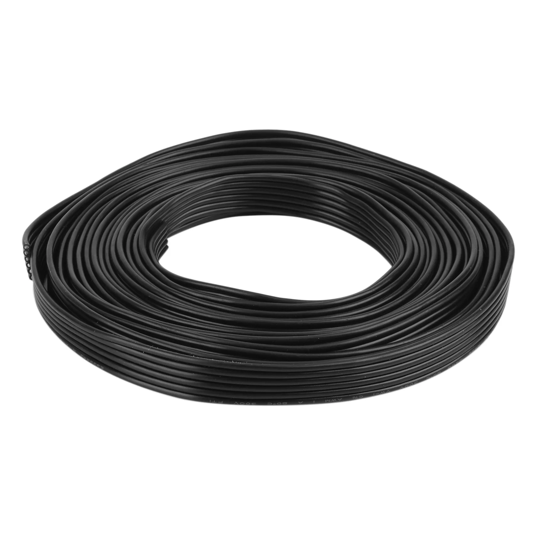 5M/Roll 18AWG UL1007 6P Parallel Ribbon Flat Cable Environmental Electronic Power Wire, Black