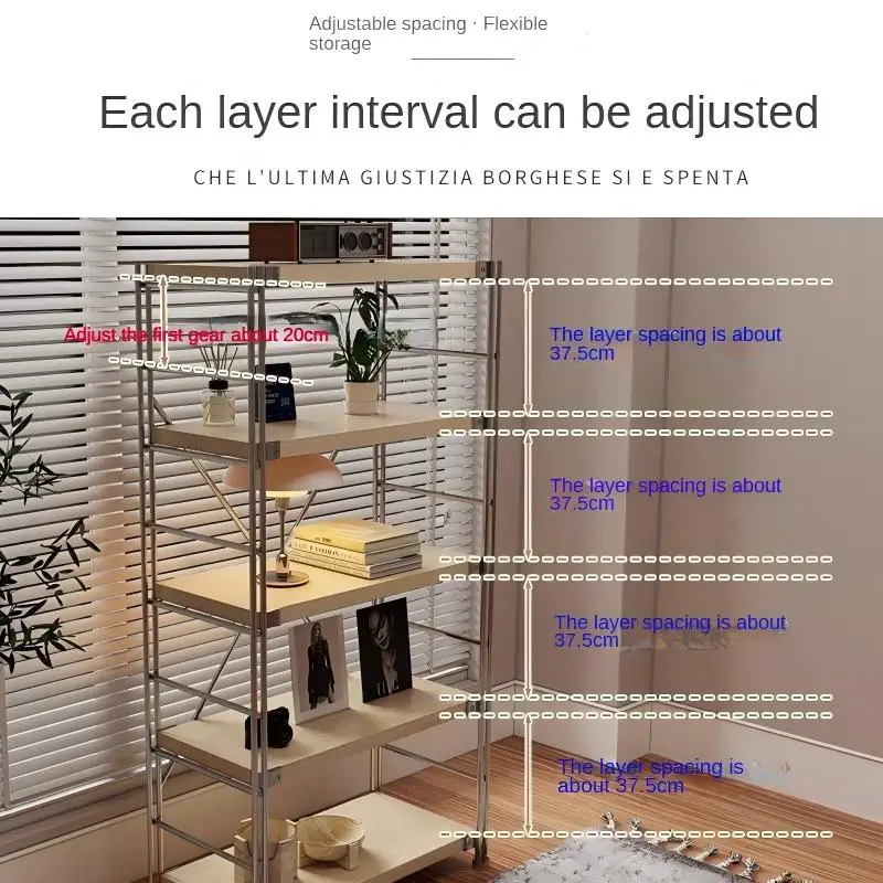 Multi-layer bookshelf storage rack for living room sundries sorting balcony kitchen multi-function storage cabinet