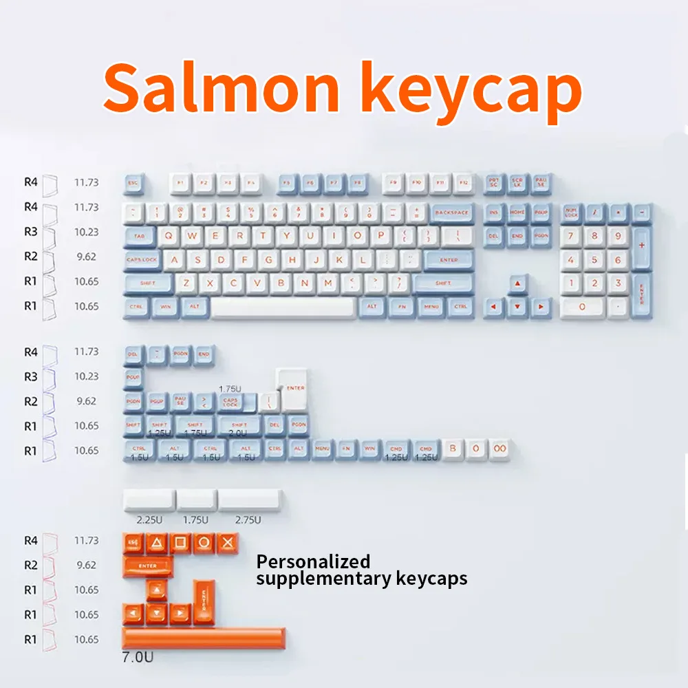 Salmon 149 key Roman keycap PBT two color molded ball cap ASA height large full set keyboard personality