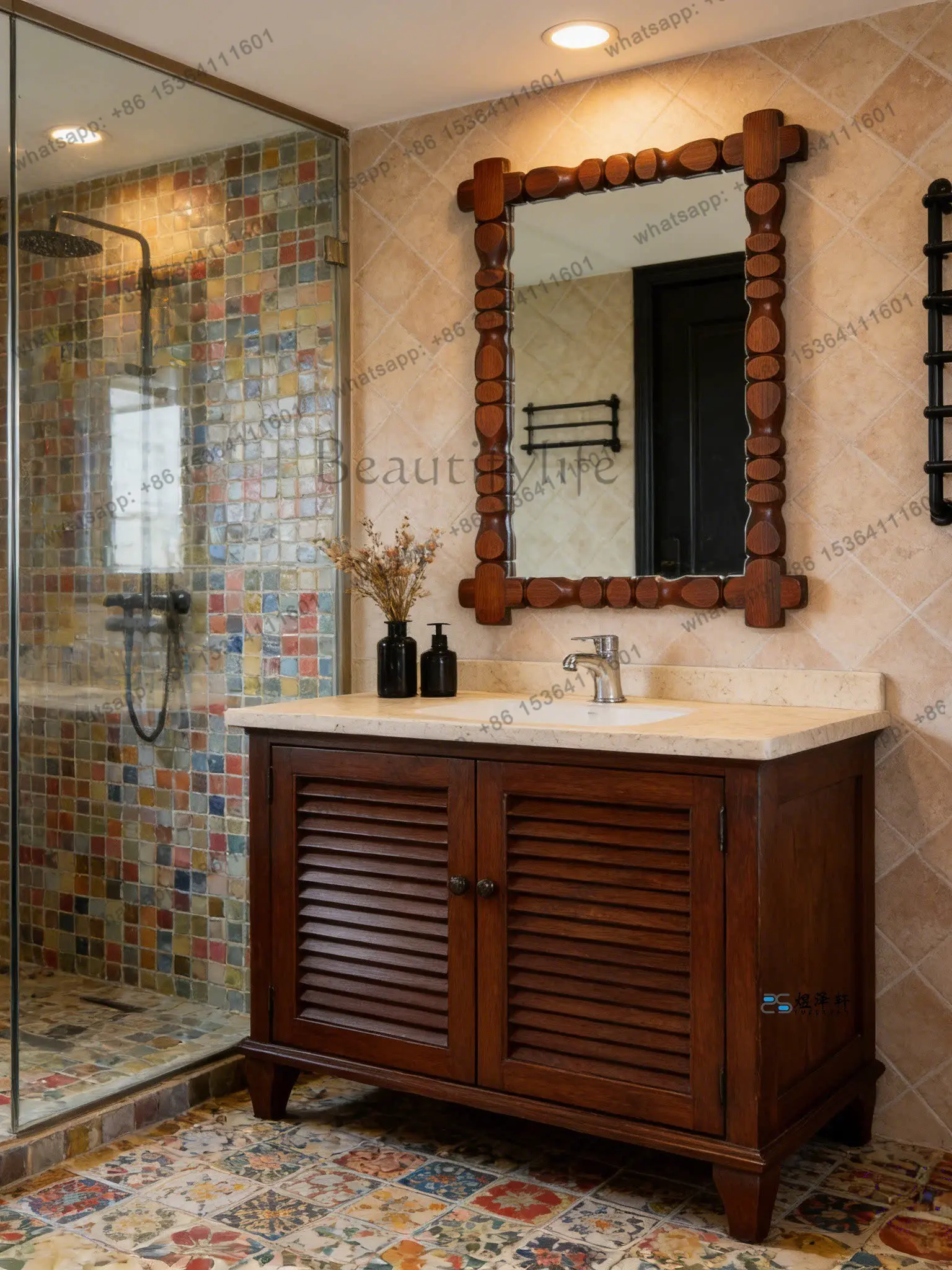 American vintage entrance decoration mirror vintage creative bedroom dressing mirror