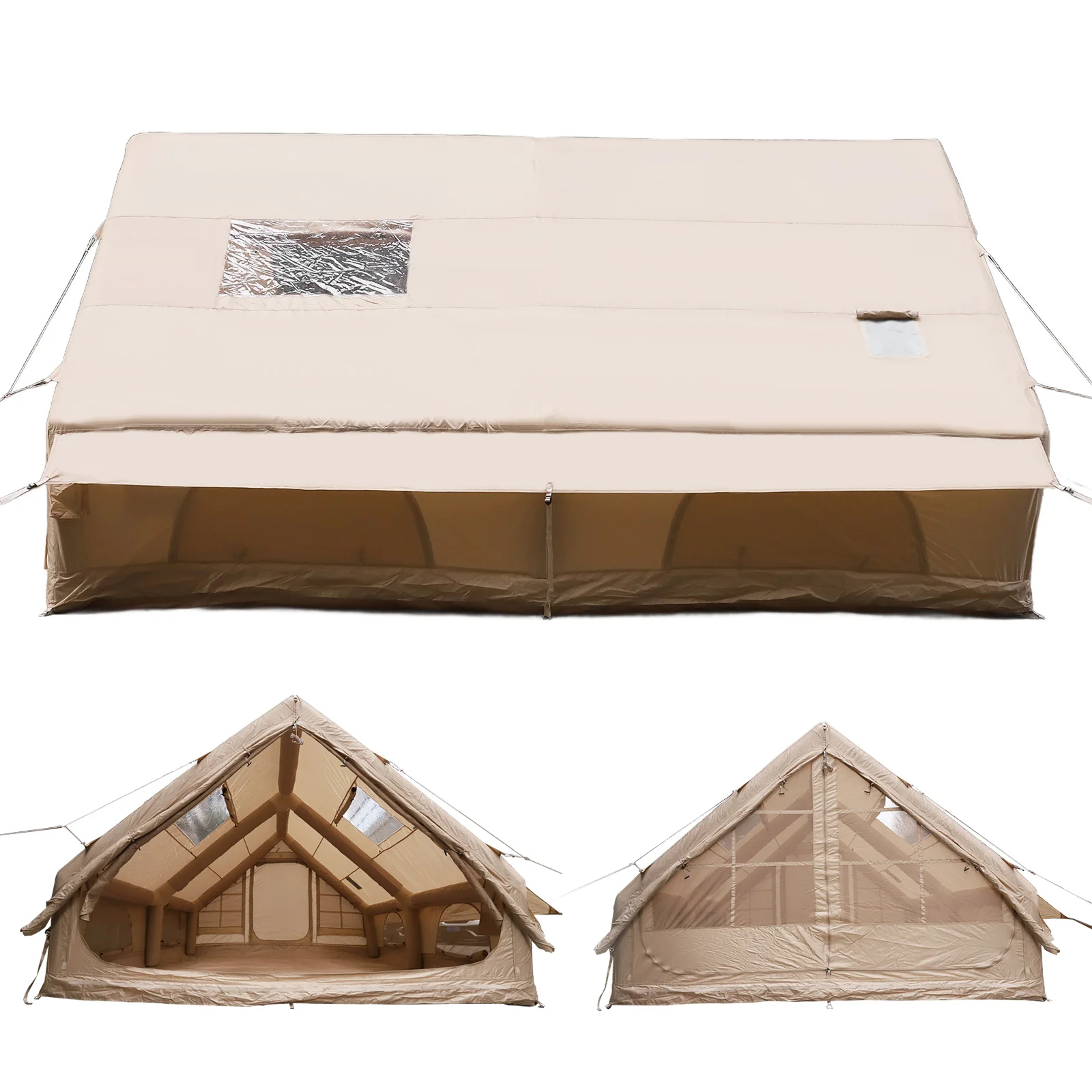 

Надувные кемпинговые палатки с сетчатыми окнами и насосом, портативные уличные палатки площадью 130 кв. футов с отверстием для печной трубы для пикников и путешествий