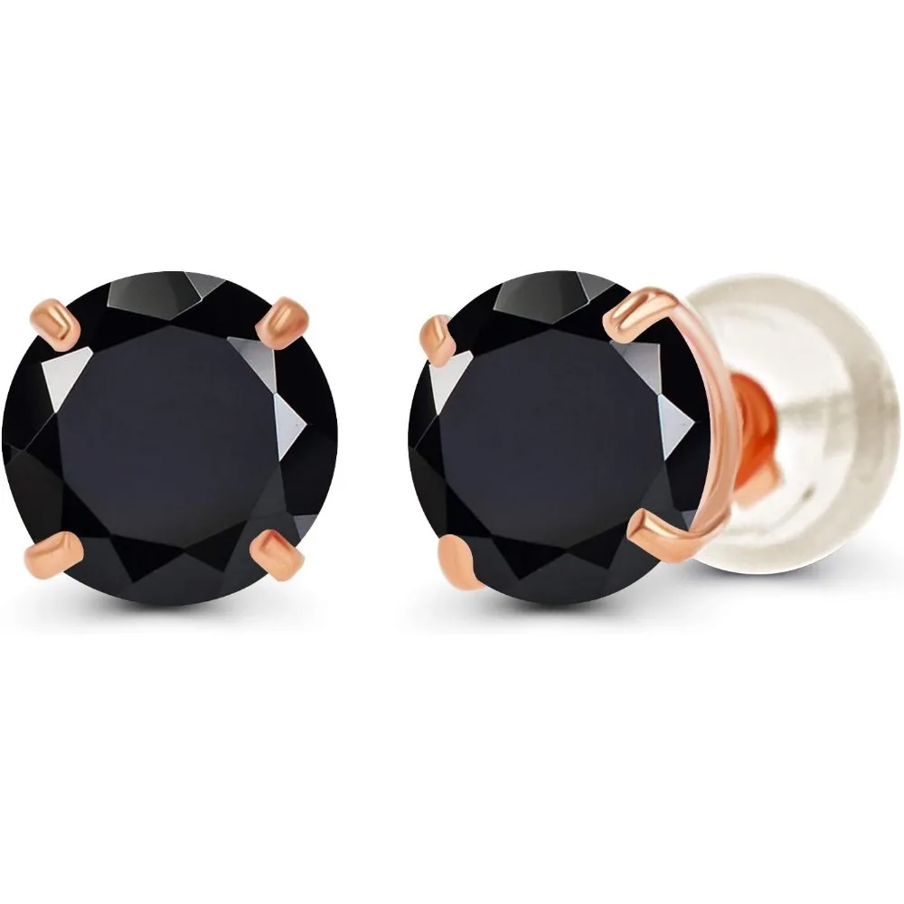 

Твердые серьги-гвоздики из желтого или белого или розового золота 14 карат, 6 мм, круглые серьги-гвоздики из натурального камня с драгоценными камнями для женщин