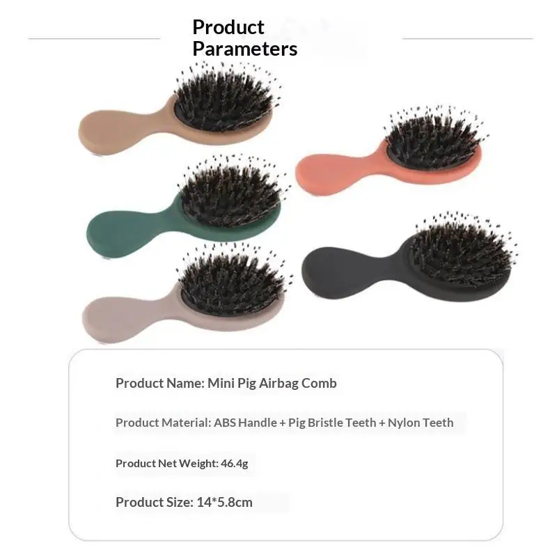 Mini Detangling Hair Brush With Soft Matte Rubber Handle Gentle Scalp Bristles For Curly Hair Massage Daily Travel Use Multi