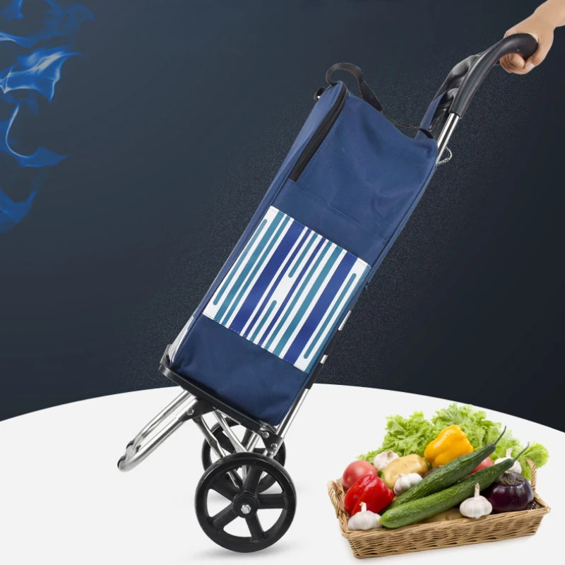 Lightweight Grocery Cart  Foldable Shopping Trolley for Elderly  Portable Low-Noise Supermarket Cart  Effort-Saving Hand Wagon