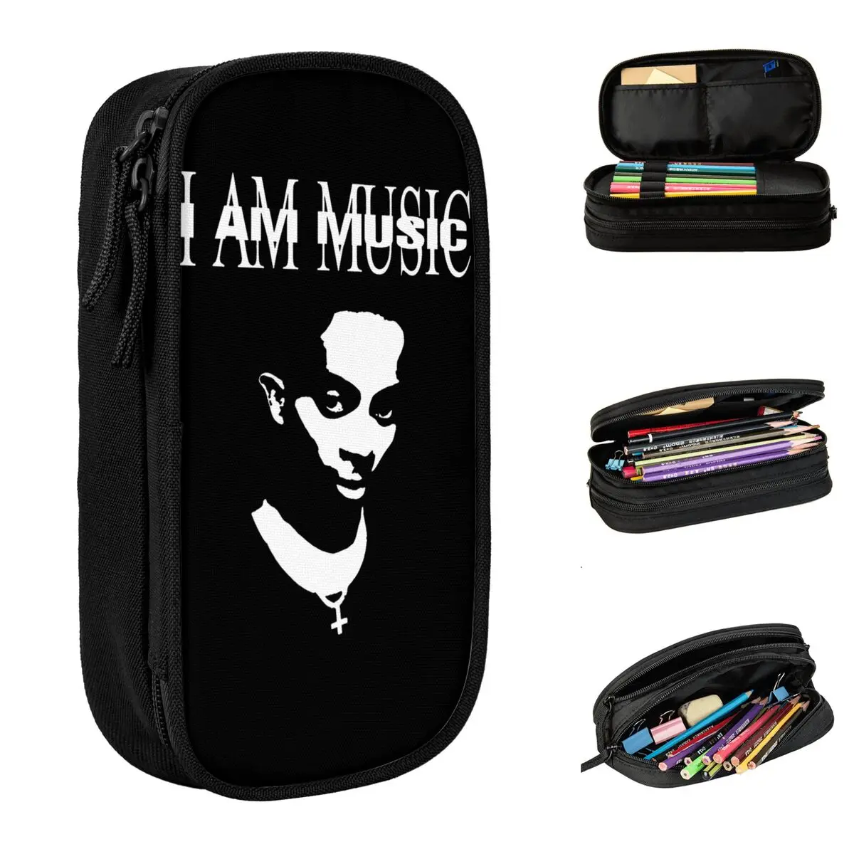 Estuche grande para lápices Playboi Carti I AM MUSIC AlbumAccesorios de oficina Estuche para lápices de doble capa Bolsa de maquillaje para mujer Regalo