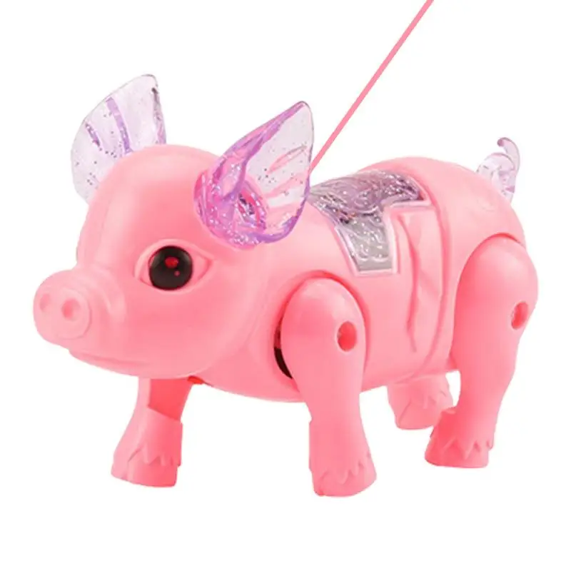 Walking Pig Toy  Electronic Rope Pulling Pets With Light Walk and Music Interactive Pig Pet Toy Animated Gift For Boys And Girls