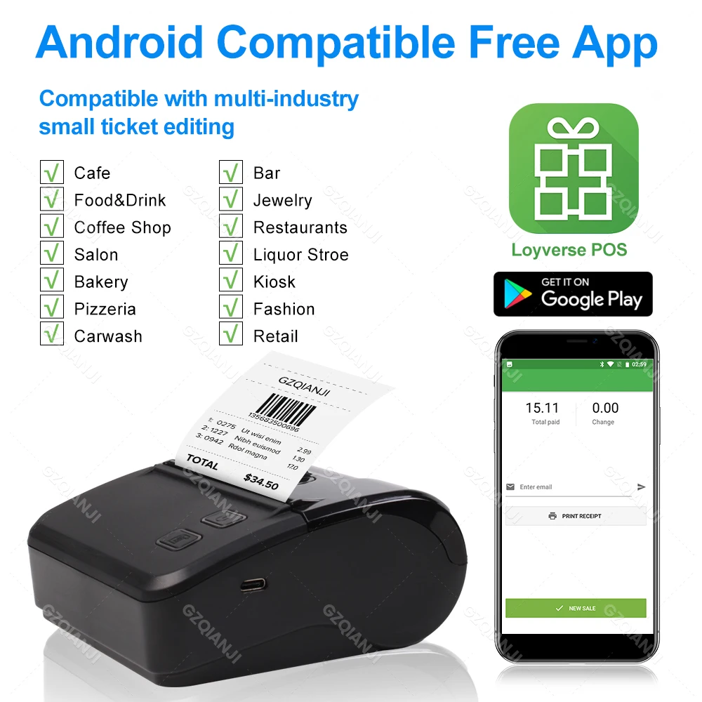 WiFi Bluetooth 80mm Mini Bluetooth Thermal Printer Ticket Bill Receipt Impresora Support Android iOS On Loyverse POS app