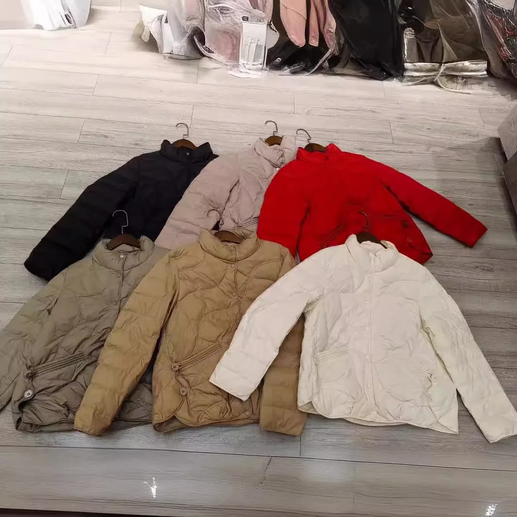 女性軽量ショートダックダウンジャケット秋冬新ファッションスタンドカラースリムフィットカジュアルダウンコート女性 JK-244