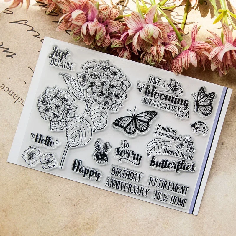 

Flower Butterfly Words Transparent Clear Silicone Stamp for Seal DIY Scrapbooking Clear Stamp