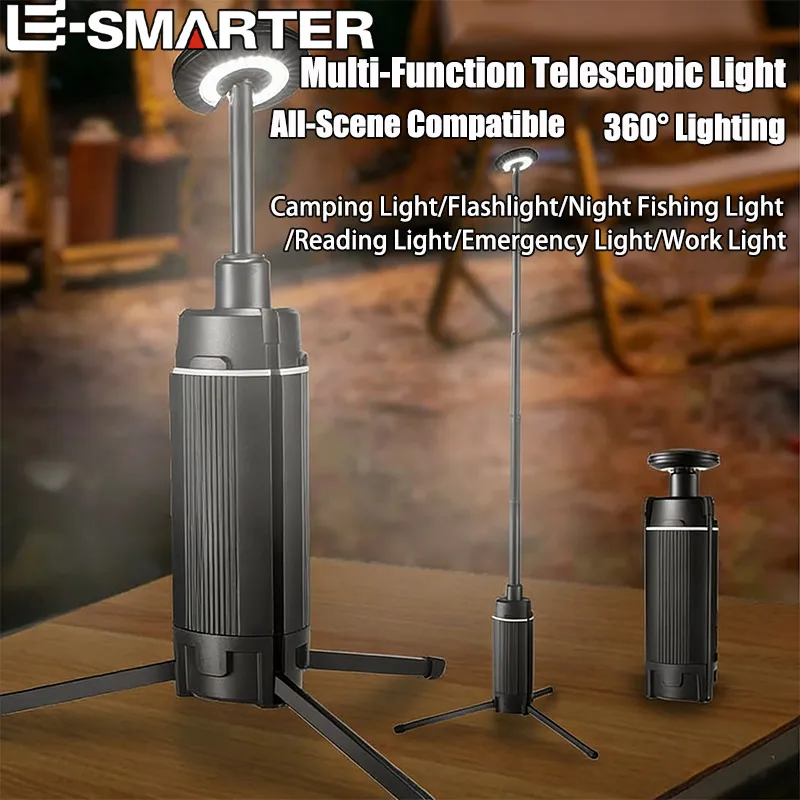 

Портативный фонарь для кемпинга, телескопическая Фотографическая лампа, USB перезаряжаемая, 2000 лм, для улицы, барбекю, рыбалки, палатка, аварийная лампа со штативом