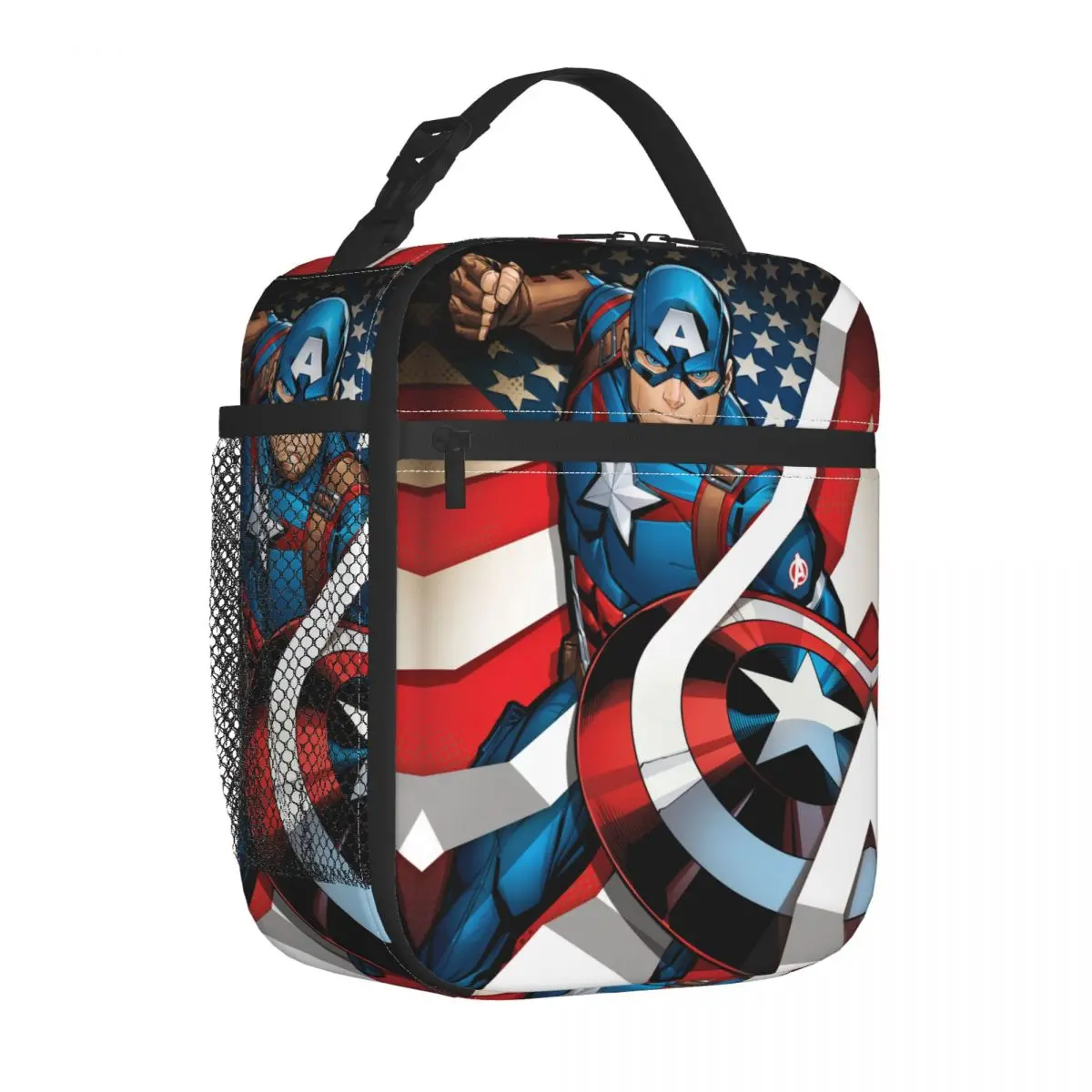 Capitão América Lunch Bags Isolados, Saco Térmico Reutilizável Portátil, Tote Lancheira, Piquenique Do Escritório, Menina e Menino