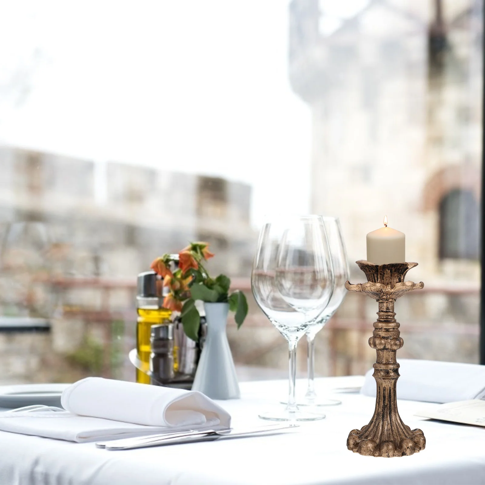 

1pc Vintage Holder Retro Decor Candlestick Sturdy Table Ornament For Wedding Party Holiday Gift Multi-Purpose