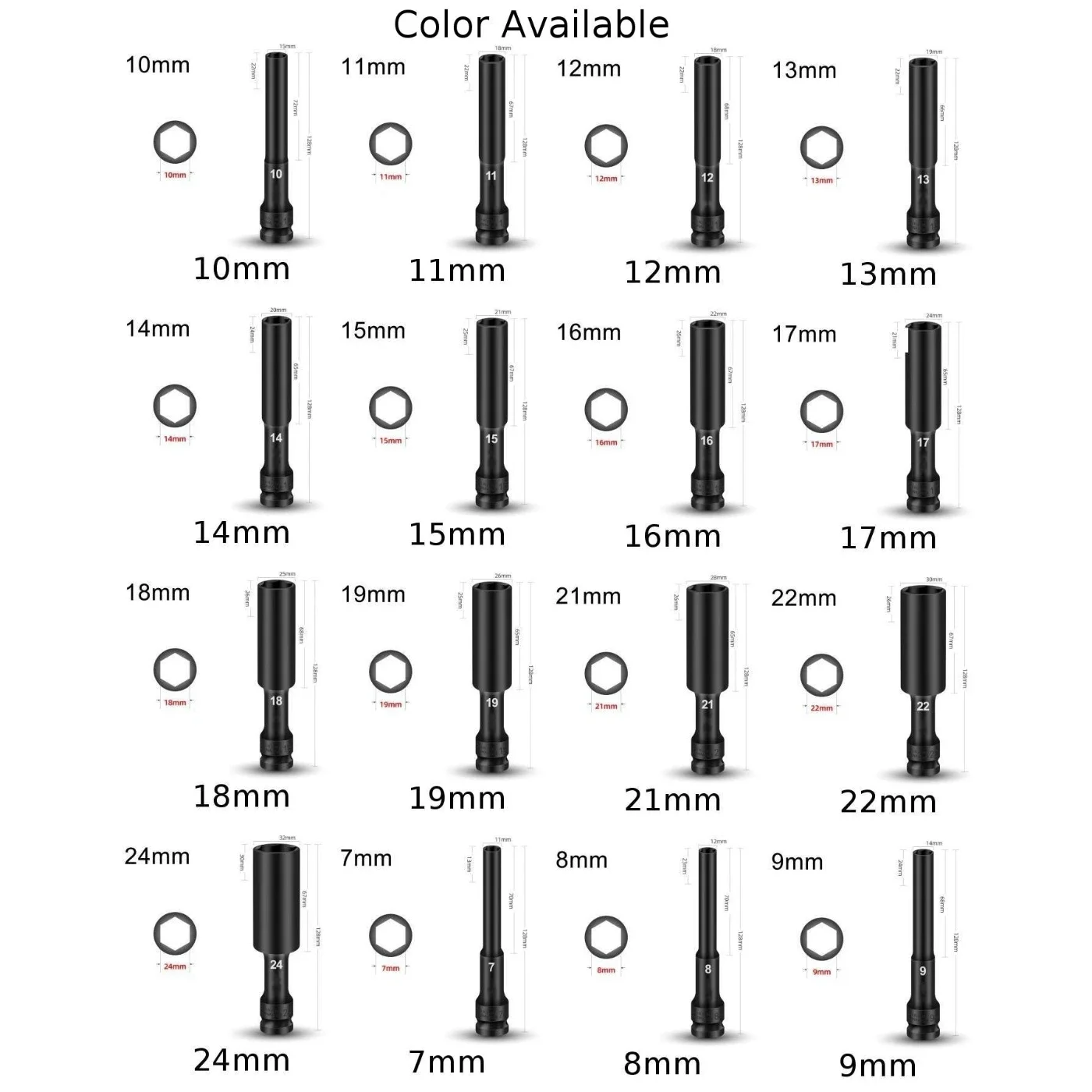 六角レンチ,1 2ドライブ,8〜24mm,アダプター,電気レンチ,取り外し可能なツール