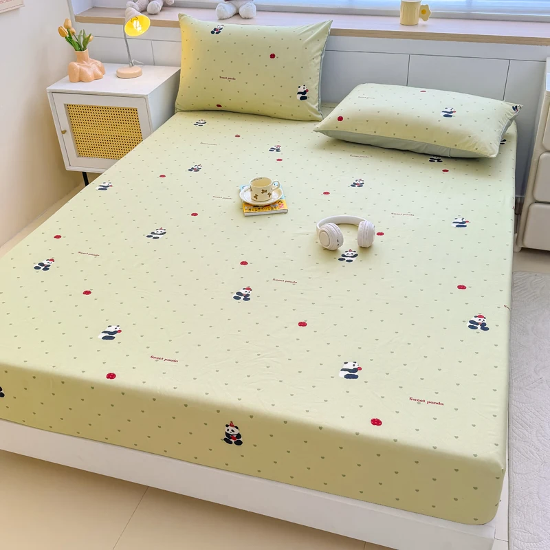 Double-layer Gauze Fitted Sheet Cartoon Style sábanas para cama Single/Queen/King Bed Sheet colcha de cama casal with Elastic
