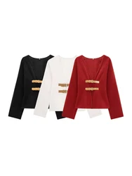 Women Fashion With Belt Woolen Jacket Coat V Neck Long Sleeve Female Outerwear Chic Tops