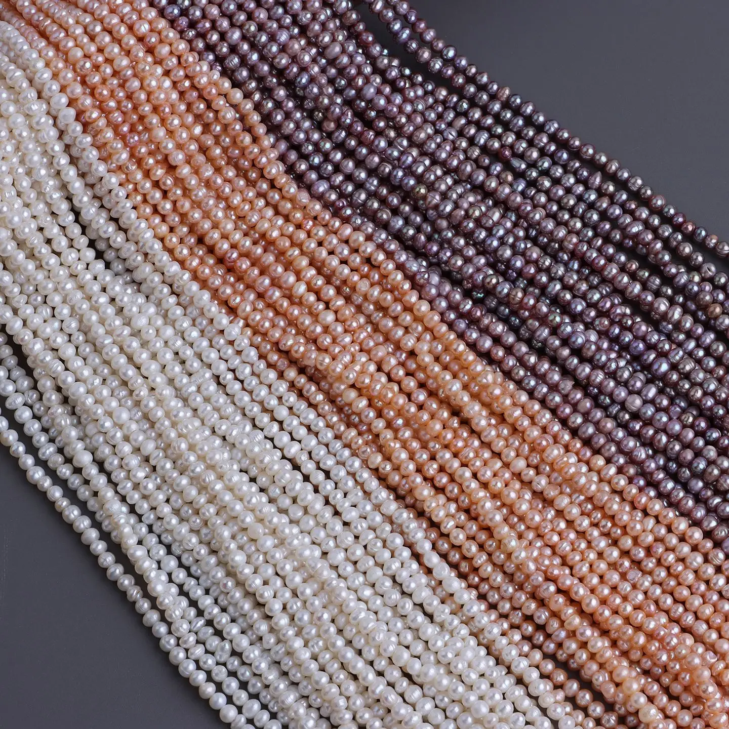 

Foreign Trade Volume 3-4mm Mini Round Beads, Natural Fresh Water Seedless Threaded Small Pearls DIY Work in Progress