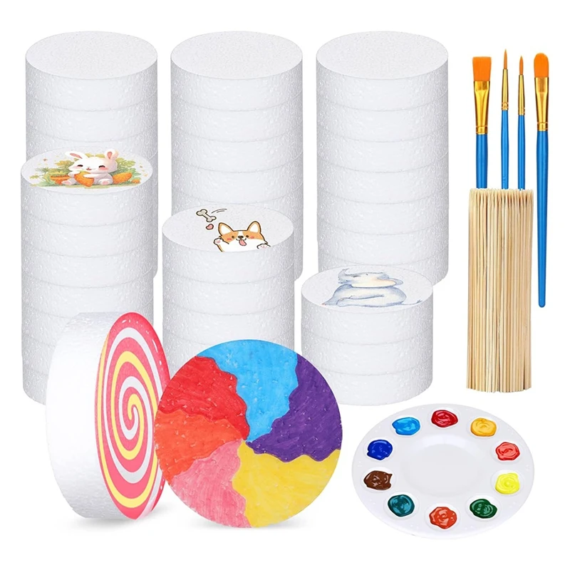 4 Inch Foam And Styrofoamdiscs,Foam Circles For Crafts And Cake Dummy,Round Foam Circles For DIY And Foam Discs