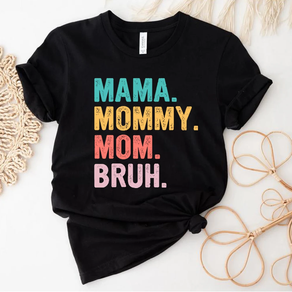 Mama Mommy Mom Bruh T Shirt Mom Shirt Mama Life Shirts Mother's Day T-shirt Women Summer Trendy Short Sleeve Casual Tops