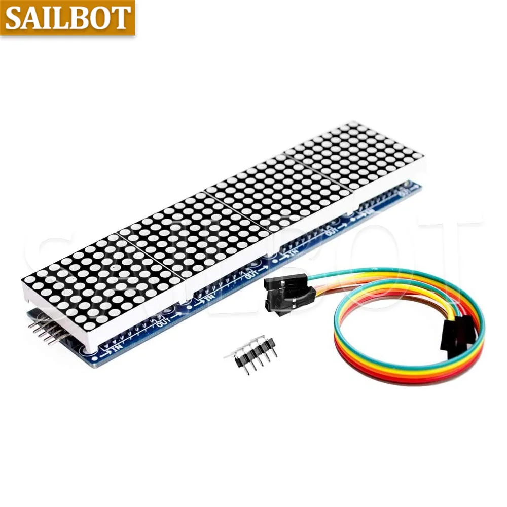 وحدة MAX7219 Dot Matrix 32x8 4 في 1 وحدات عرض LED محرك مع أسلاك 5Pin لـ Arduino Raspberry Pi
