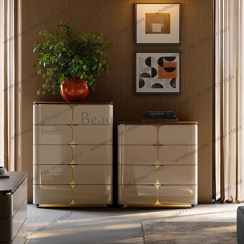 

Italian light luxury paint chest cabinet household bedroom storage locker