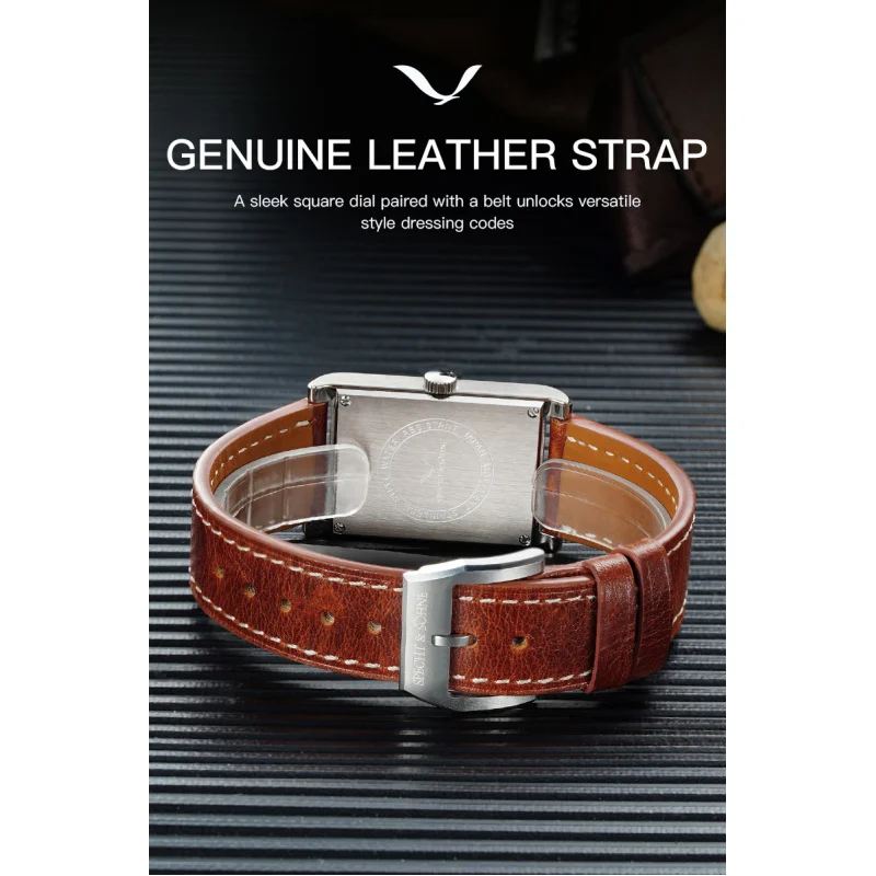 2025 أسود 26 مللي متر Specht & Söhne ساعة مربعة ساعات رجالية سامسونج اليابان حركة عادية الفولاذ المقاوم للصدأ الياقوت كريستال الرجال