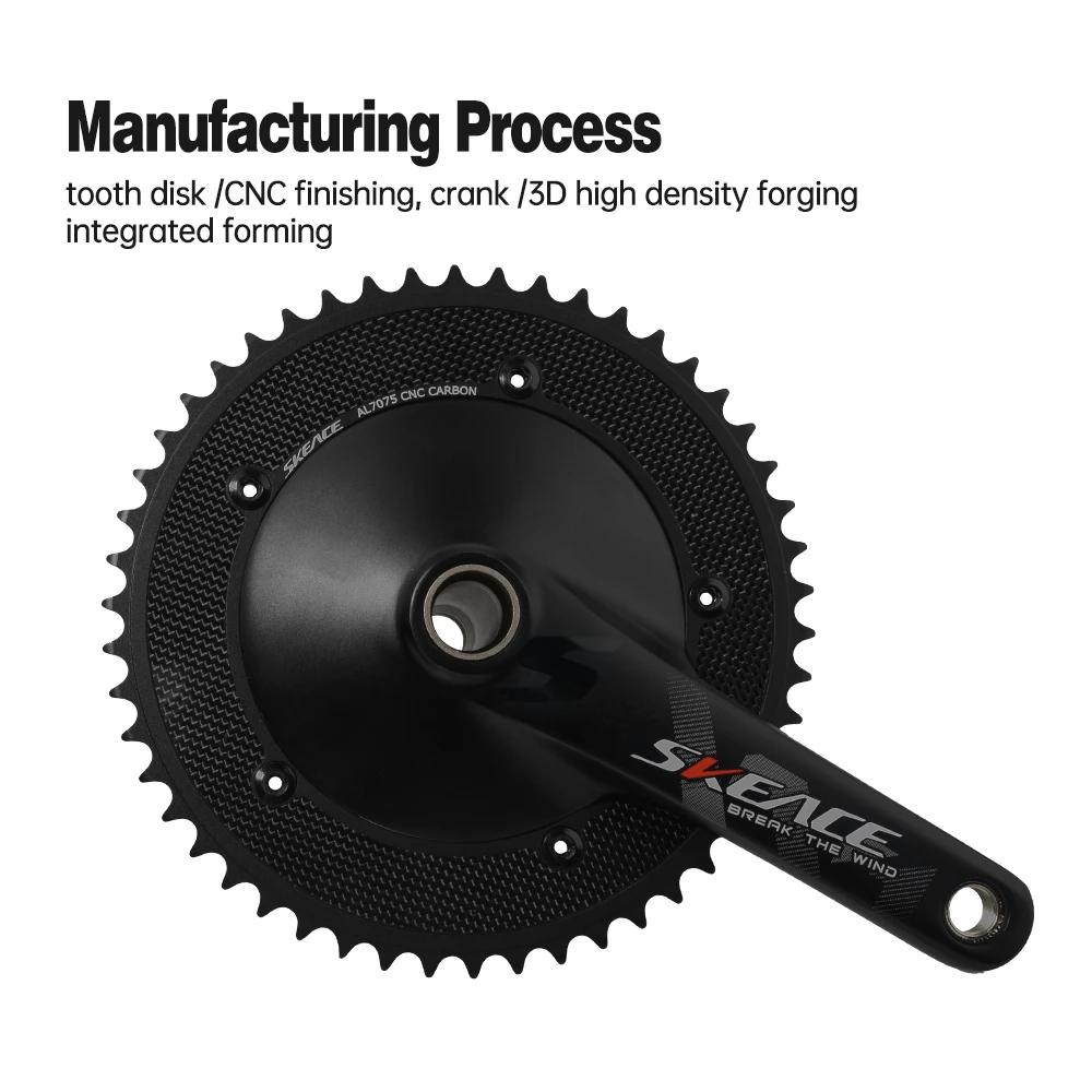 SKEACE Break The Wind Hollowtech Crankset 49T Carbon Chainwheel 165mm Aluminum Alloy Fixed Gear Bike Crank For Track Bicycle