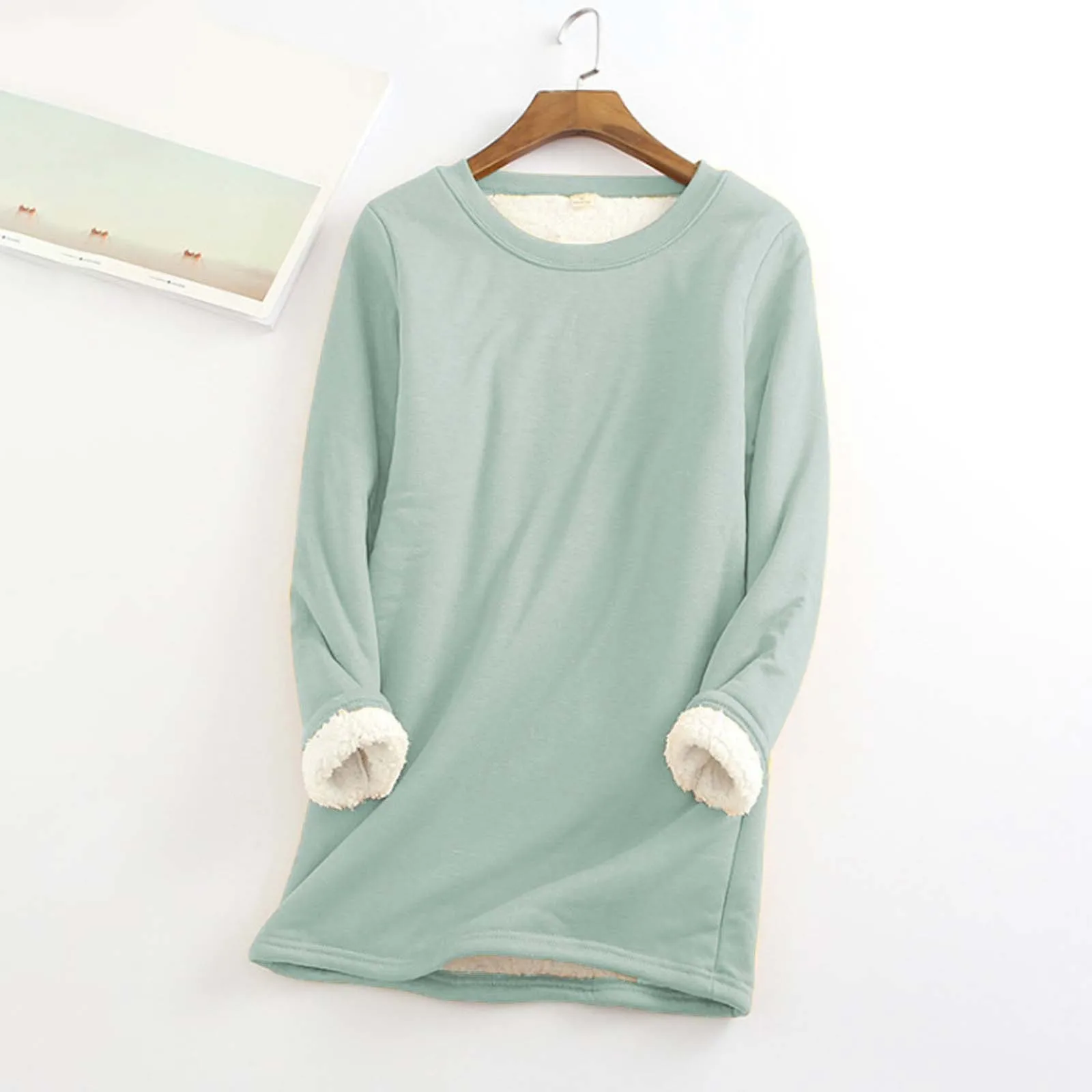 Women‘s New Casual Cotton Round Neck Solid Sweatshirt Underwear Plus Size 3XL Thermal Shirt Fleece Tops Women's Undershirt