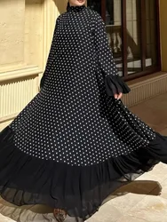 Abaya for Women Muslim dress Dubai Arab Long Robe Jalabiya Headscarf Polka Dot Eid Ramadan Vestidos Morocco Kaftan Islam Dresses