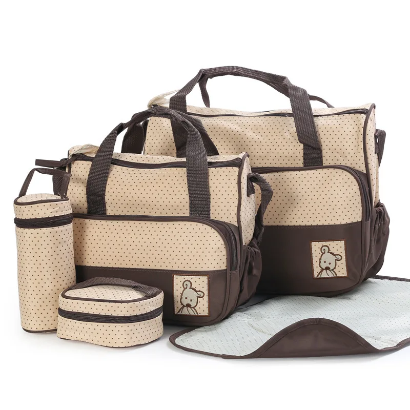 Mummy Bag Multifunctional Mother Bag Huayao Cloth Five-piece Set Mummy Bag 5-piece Set Portable Backpack