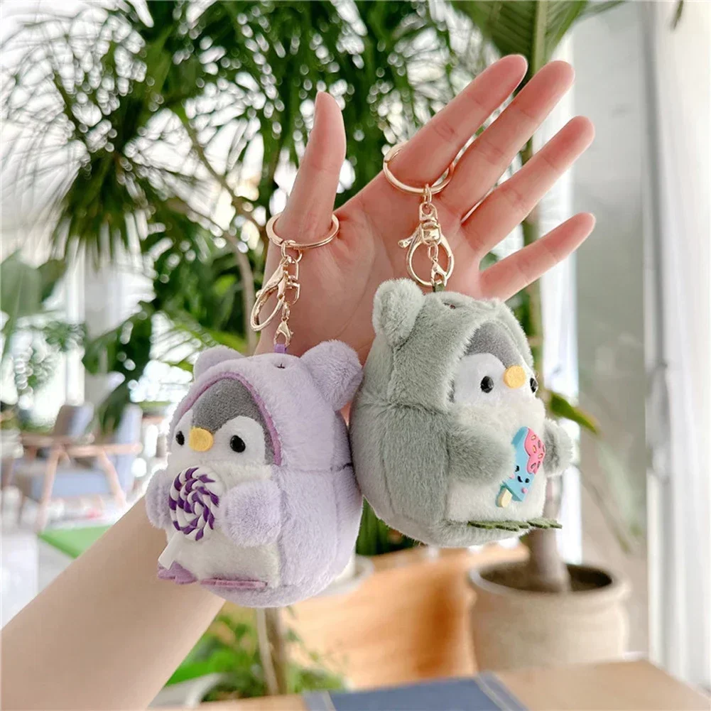 Simpatico portachiavi con pinguino lecca-lecca Cartone animato gelato Peluche Pinguino Portachiavi con ciondolo Accessori per borse Portachiavi con bambola di pezza Kawaii