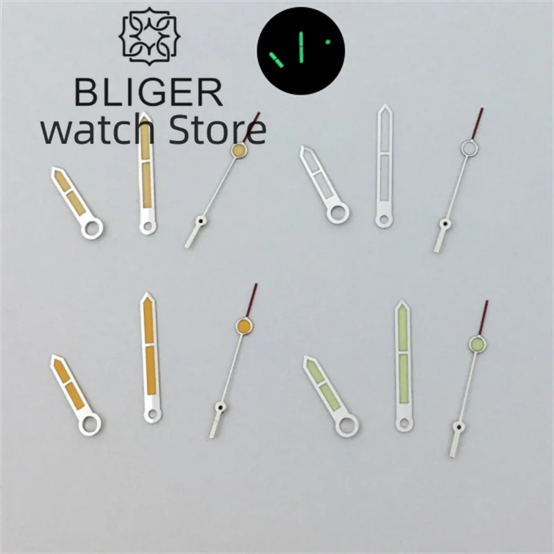 

BLIGER pointer hand 8mmx12mmx12.5mm silver yellow suitable for NH34 NH35 NH36 NH37 NH38 NH39 NH70 movement green luminous