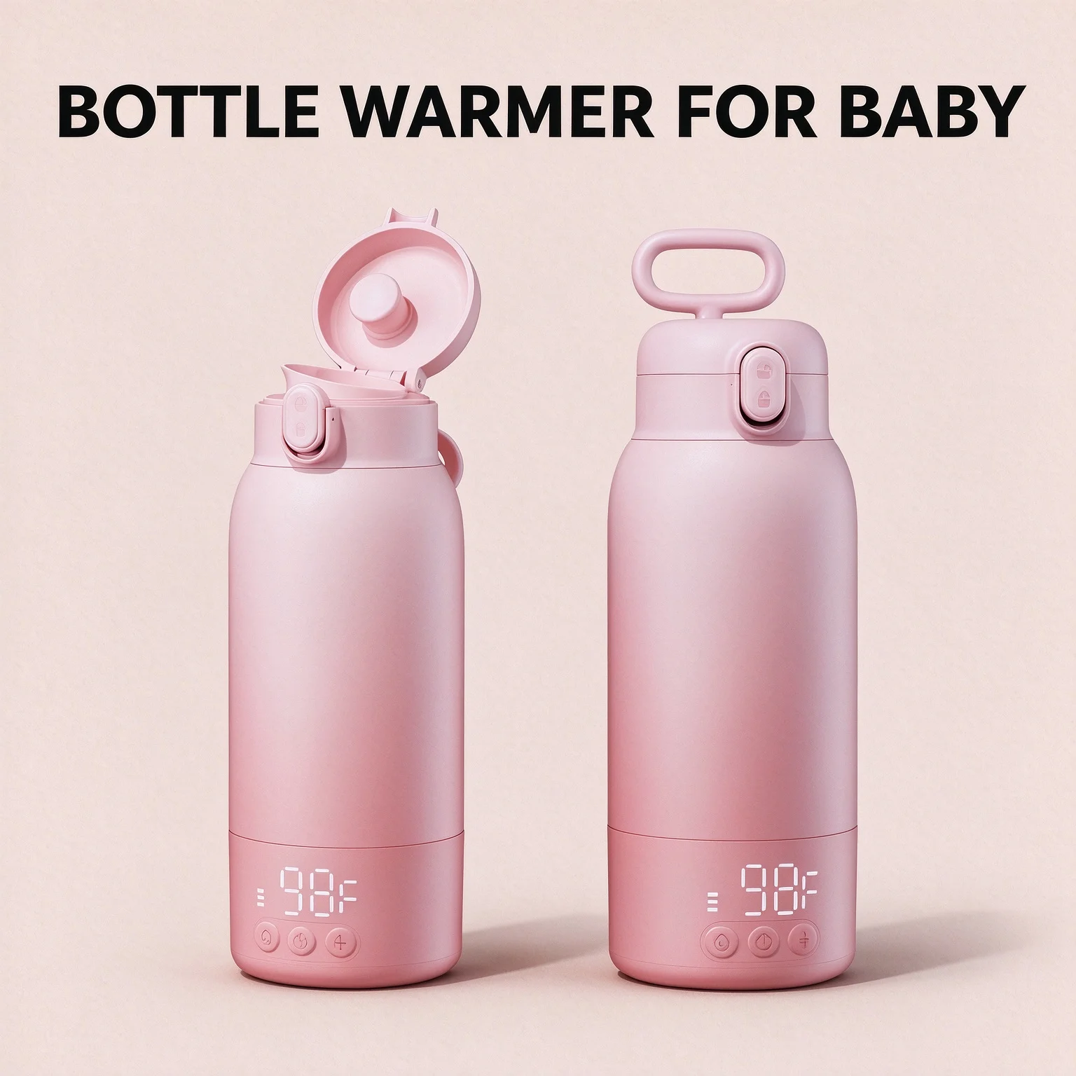 17OZ Portable Baby Bottle Warmer with 10400mAh Rechargeable Battery, Fast Heating Milk Water Heater, Precise Temperature Setting, Cordless Travel Bottle Warmer for Outdoor, Travel, Night Feeding, Baby Care