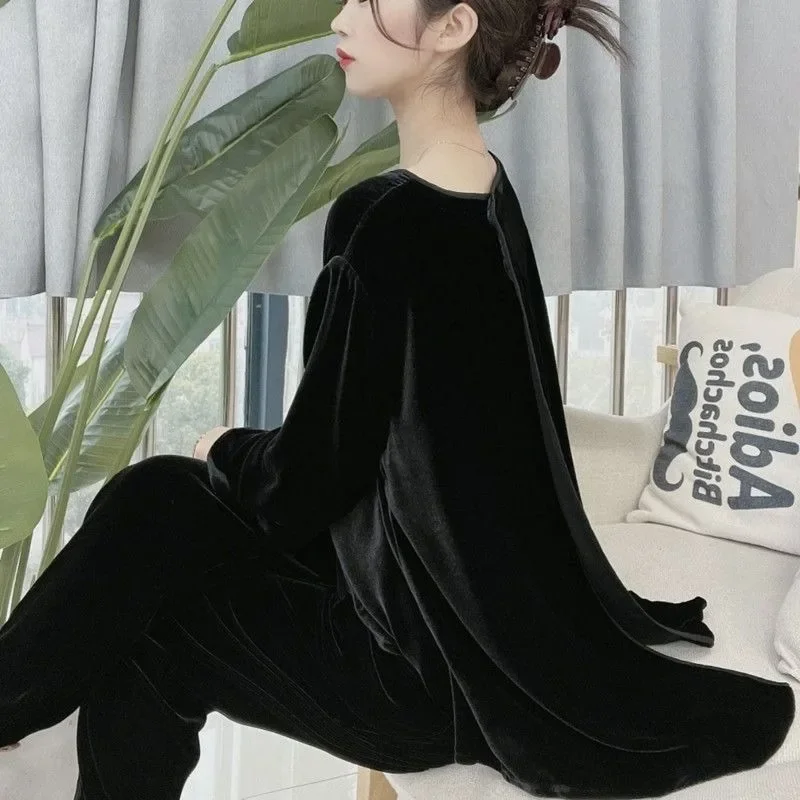 ג 'נטלמן אופנה ג' נטומיק קטיפה בסגנון מערבי + מכנסיים קטנים סט שני חלקים באביב וסתיו, רופף נראה רזה