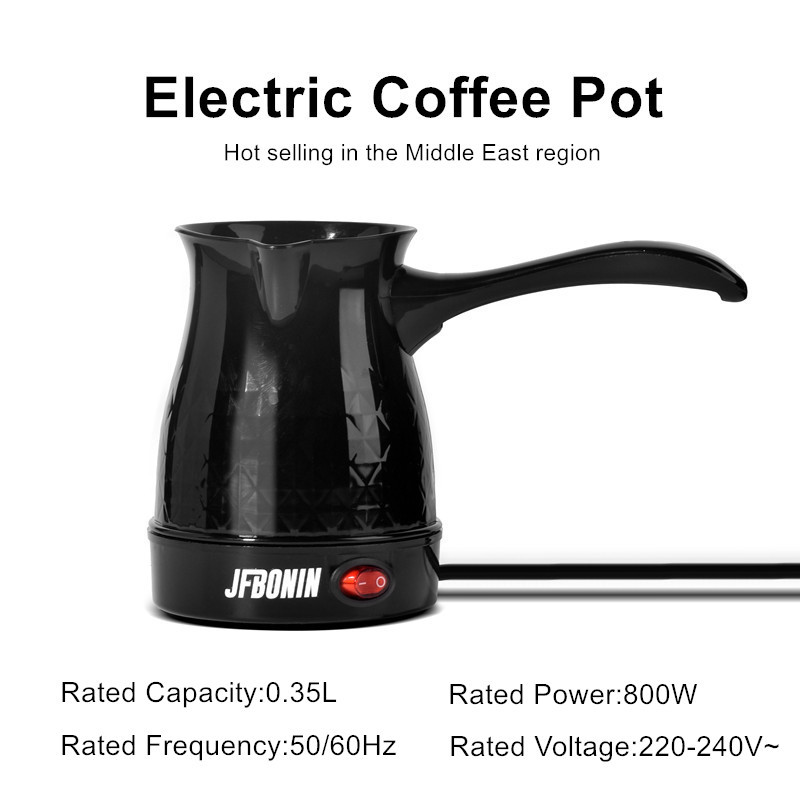  JFBONIN 0.35L Electric Turkish Plastic Coffee Pot Electric Kettle Quick Boiling Teapot Middle East Brewing Coffee 