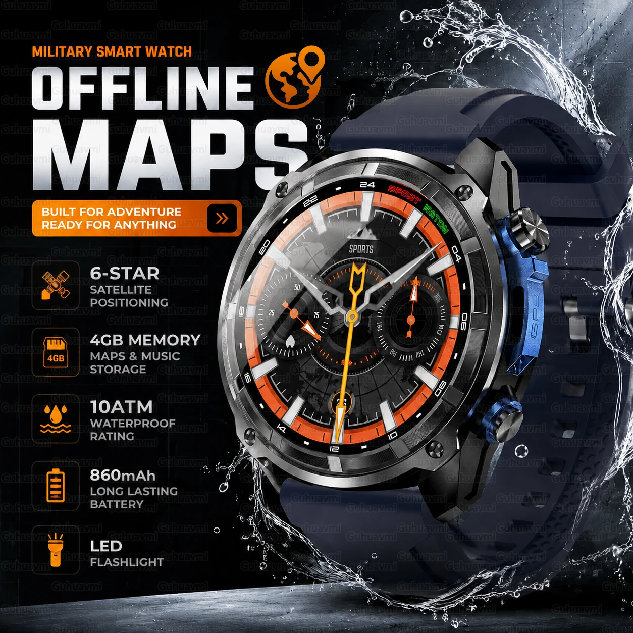 Montre connectée militaire T-R - Smartwatch Watches For Men With Gps avis et prix