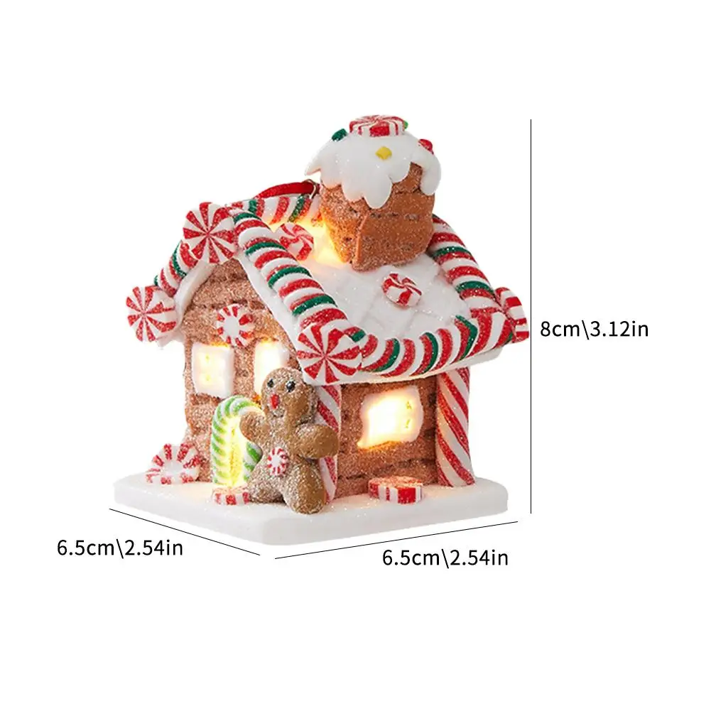 Topper per albero di casa di pan di zenzero Illumina mini ornamenti per la casa di pan di zenzero Casa di caramelle di fiaba di argilla morbida per l'albero di Natale