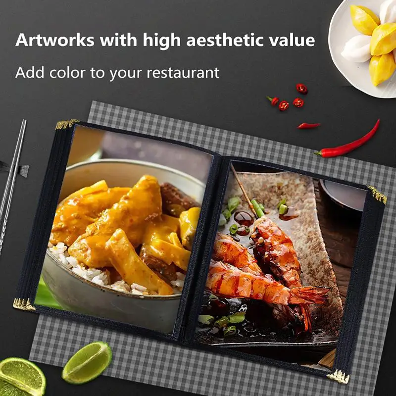 Foldable A4 Waterproof Menu Cover Transparent PVC Double Panels Reusable Holder for Wedding Banquet Event