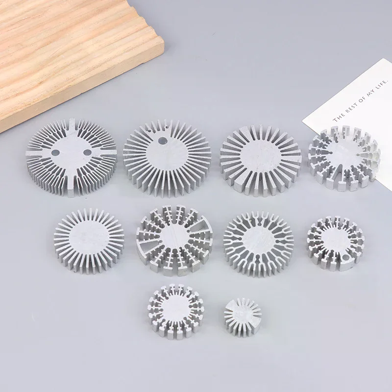 【New】COB Radiator Diameter 25/37.5/40/48/50/53/60/65/67MM High Power Led Heatsink Sunflower Solid Radiator Round Alloy Aluminum
