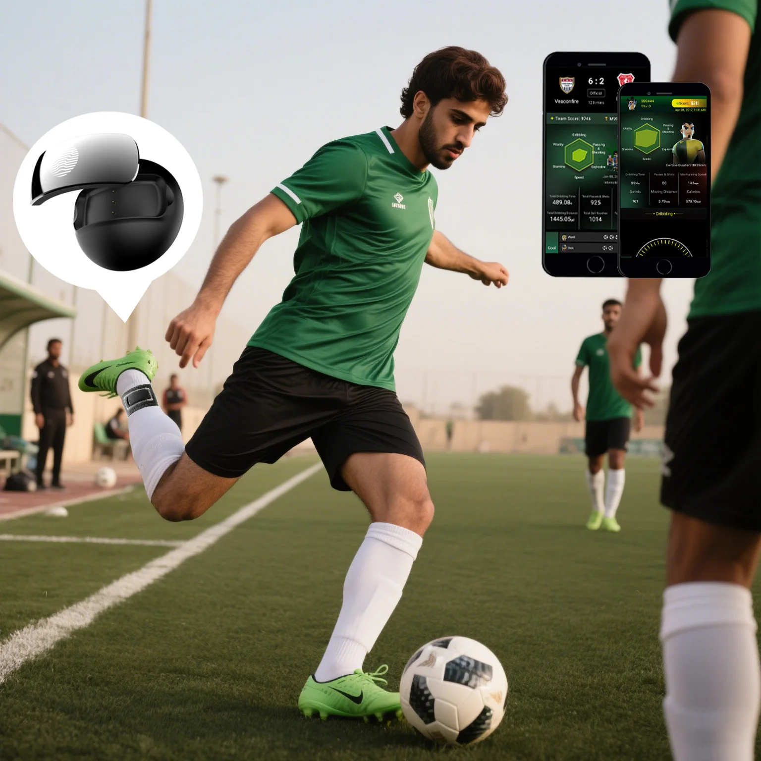 AI Soccer Training Tracker Ergonomic Wearable Equipment For Player Skill & Game Data Analysis