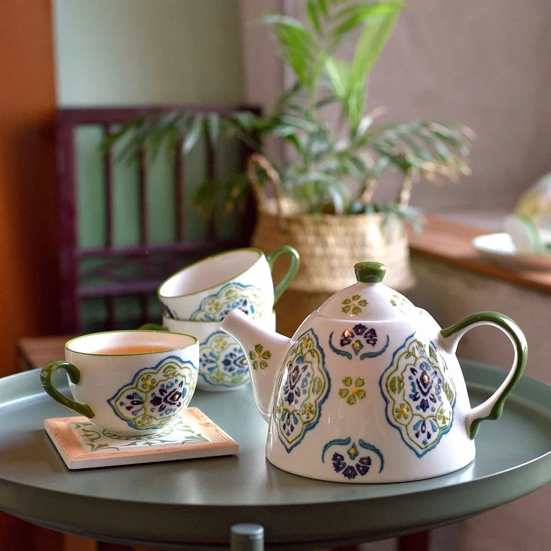 Hand-Painted Japanese-Style Fresh Floral Tea Set Fruit Set Vintage Artistic Utensils For Afternoon