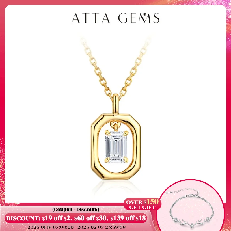 ATTAGEMS collana di diamanti Moissanite di alta qualità per le donne Solid 10k 14k 18k oro giallo Penant Fine Jewelry regali all'ingrosso nuovo