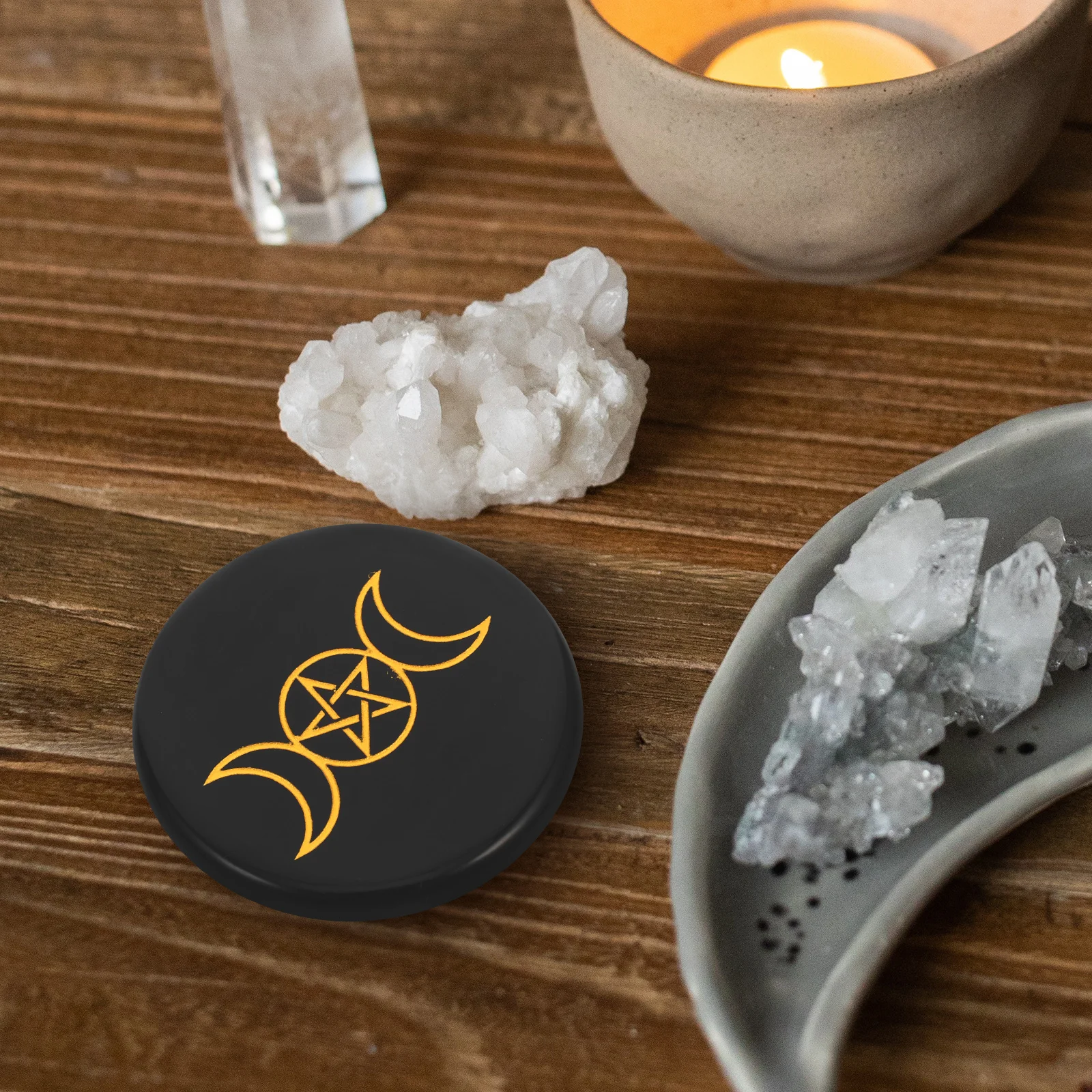 

Obsidian Stone Pentagram Desk Ornament Beautiful Natural for Home Decoration Desktop Use Obsidian Craft