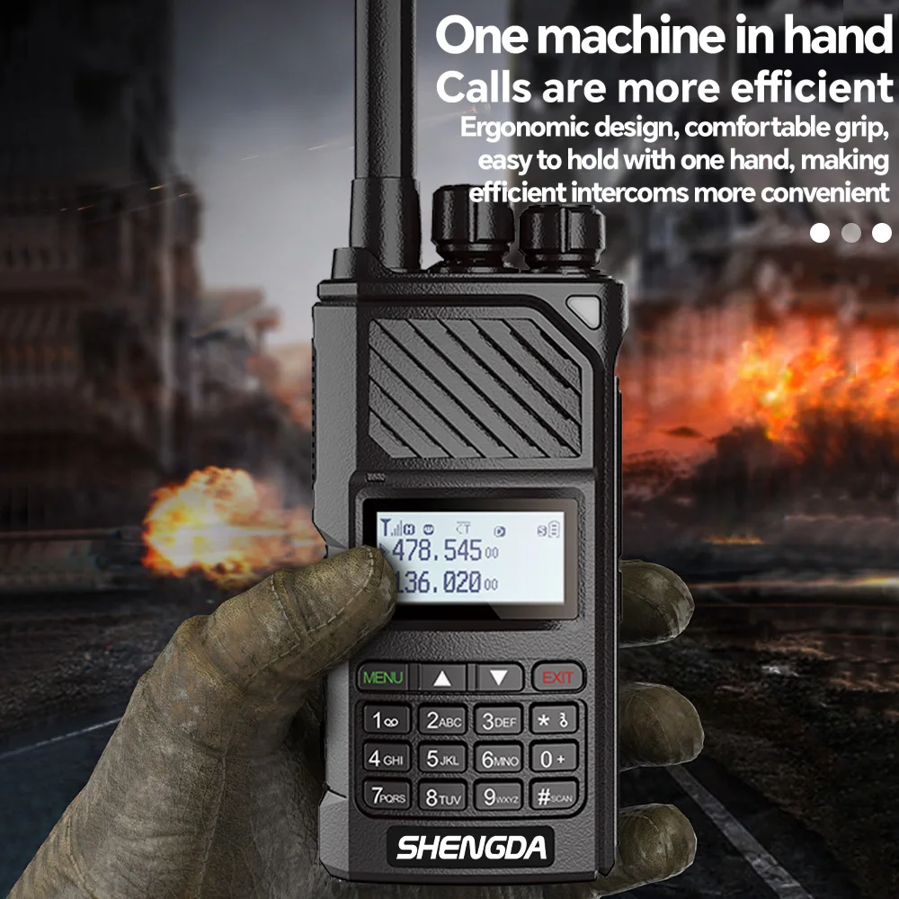 SD-629 トランシーバー ワンキー周波数マッチング チャンネルスキャン UHF/VHF 4バンド 大容量バッテリー内蔵懐中電灯