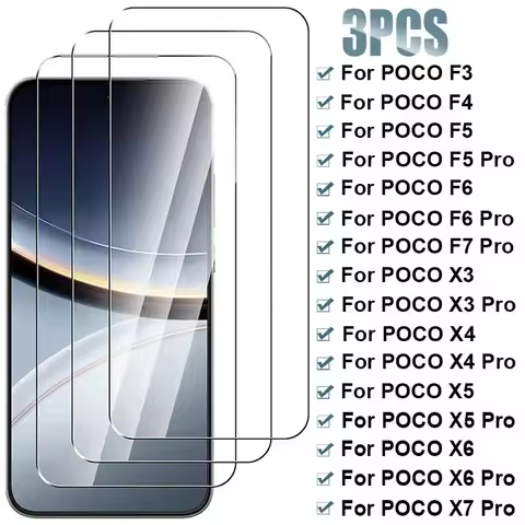 3PCS For Xiaomi POCO F5 F6 X5 X6 X7 F3 F4 X4 GT F7 Pro X3 Nfc Screen Protector 9H Full Coverage Tempered Glass