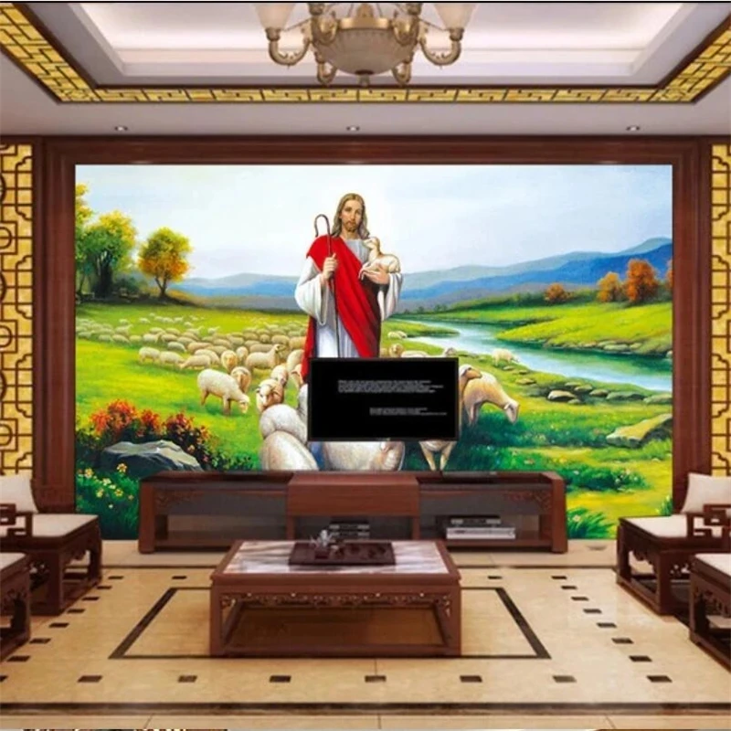 Custom 3d mural Christian Jesus oil painting wallpaper Living room sofa TV background wall bedroom restaurant study Hotel photo