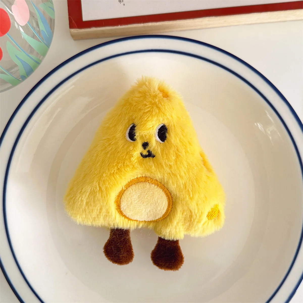 1pc Kawaii dessin animé fromage en peluche poupée jouet sac pendentif accessoires Cosplay broche portefeuille en peluche fromage cadeau d'anniversaire