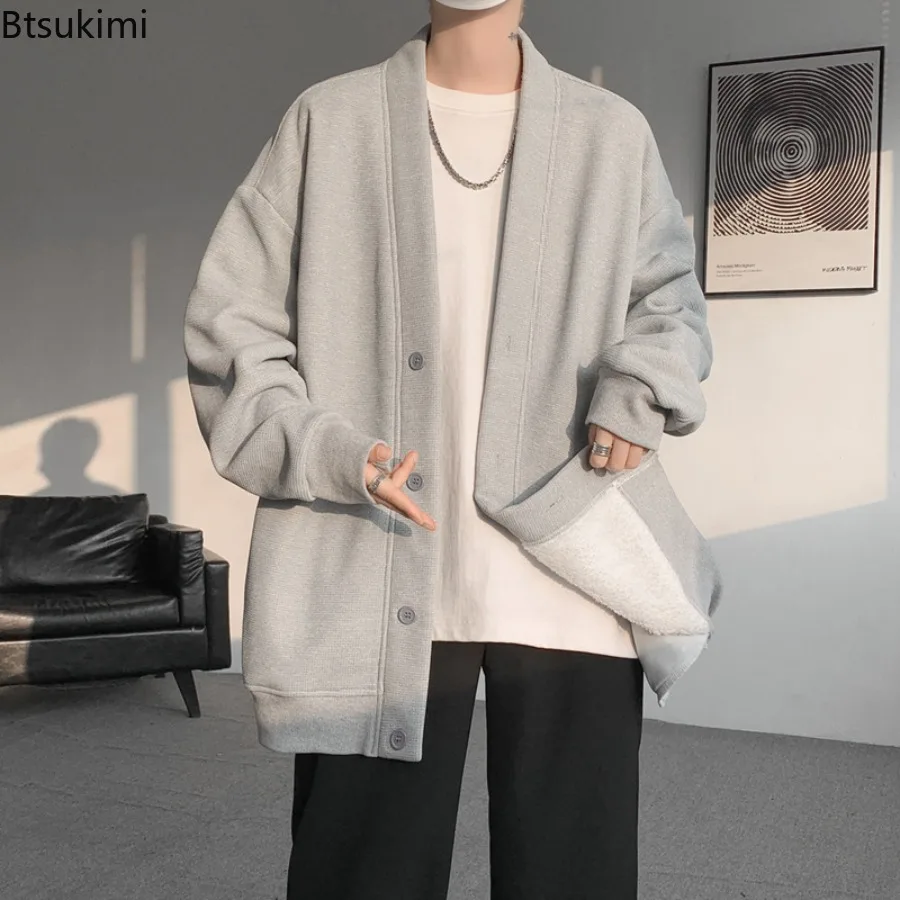 الخريف الشتاء سترة سترة 2026 الرجال فضفاض الوزن الثقيل ملابس خارجية موضة عادية هوديي رجل المتضخم الصوف الدافئة معاطف M-8XL #1