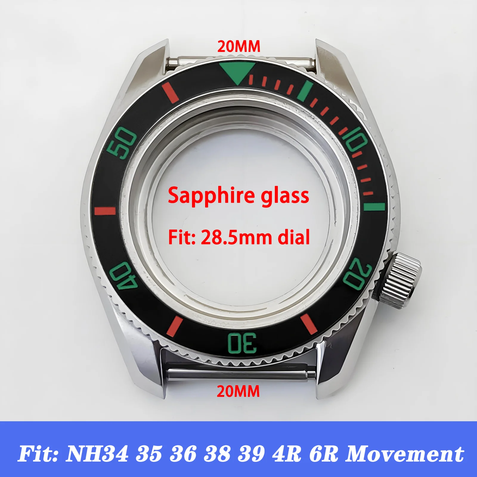 Mod SPB185 Case NH35 Case Ceramic Bezel Insert Sapphire Crystal Glass Silver Stainless Steel Watch Case